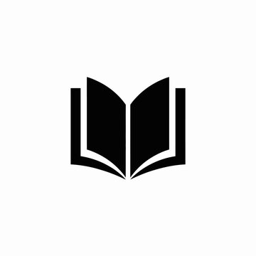 Open book icon in minimalist black design.