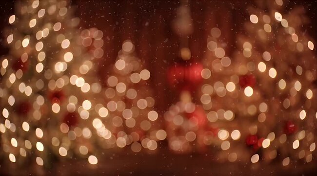 Christmas bokeh light with warm red holiday glow and soft blurred decoration background, christmas warm blurred lights create festive holiday glow with bokeh cozy room, christmas bokeh light warm