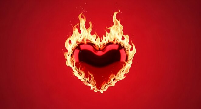 Fiery Heart: A 3D render ablaze with stylized passion.
