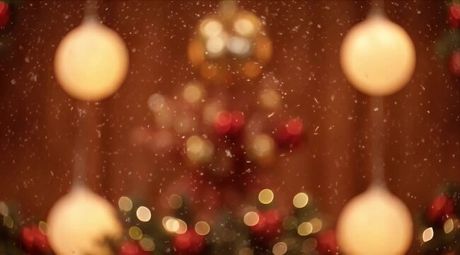 Blur light bokeh festive abstract background with warm glow holiday decoration, abstract festive holiday light bokeh blur warm golden background, christmas holiday bokeh lights and snow warm festive
