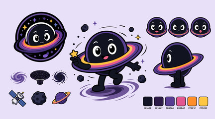 Cute Cartoon Alien Character with Saturn Ring Design. © Tresno