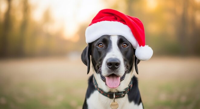 Festive Fido: Joyful Pup in Santa Hat Captures Holiday Spirit