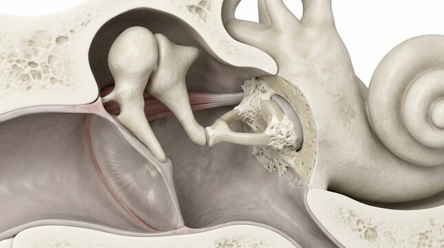 Anatomy of middle ear ossicles showing bone structure