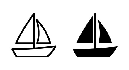 Fototapeta premium Sailboat Icons, Nautical Vector Graphics, Maritime Transport Symbols, Ocean Travel, Sailing Boat Silhouette