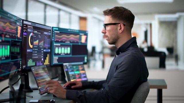 Cybersecurity Analyst Scans System Threats Using Laptop