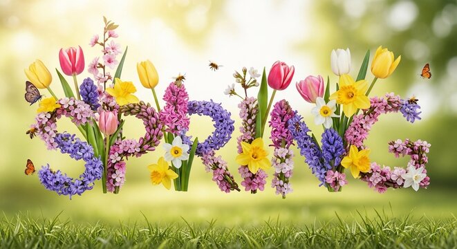 Blooming Spring: A Floral Alphabet Awakens in Sunlight