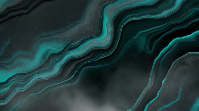 Abstract Dark Teal Agate Marble Texture with Flowing Fog Animation