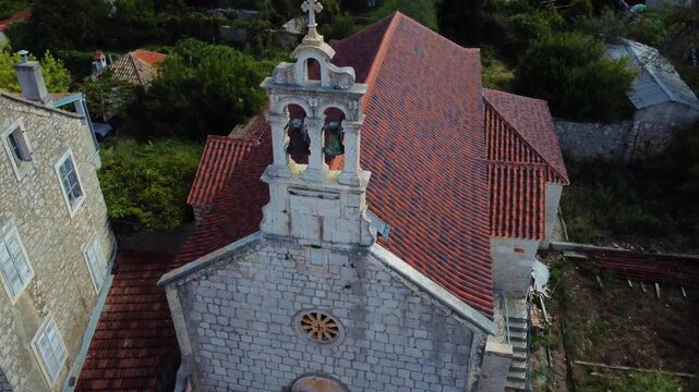 Aerial view of church of sts. Peter and paul in stari grad, croatia
