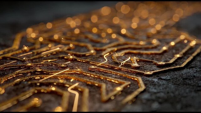 Ultra Realistic Longevity Glow Circuit Pattern Seamless Loop Featuring Macro Enterprise AI Semiconductor Surface with Continuous Intelligent Signal Propagation Background Video.