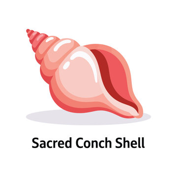 A pink conch shell isolated on white background, featuring a spiral shape and smooth texture for marine life projects