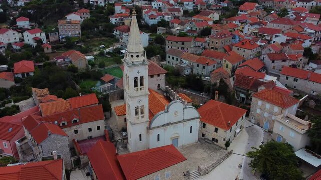 Parish of the assumption of mary aerial view in jelsa hvar