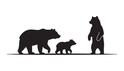 black and white silhouette set of bear very high quality vector illustration. © dinesh