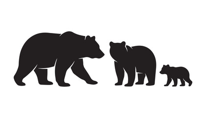 black and white silhouette set of bear very high quality vector illustration. © dinesh