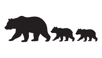 black and white silhouette set of bear very high quality vector illustration. © dinesh