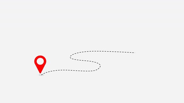Animated video of location marker, pin icon. Concept Animation of location marker line path, map distance marker animation on green screen background.