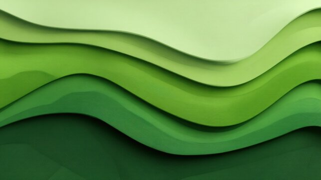 Serene abstract landscape of layered green waves with subtle texture