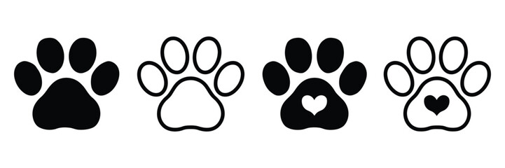 Naklejka premium Paw icon featuring pet paw print symbol for animal care, veterinary, grooming, adoption, and vector illustration.