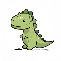 Fototapeta premium Simple cartoon dinosaur with a white background, abstract illustration, AI generated