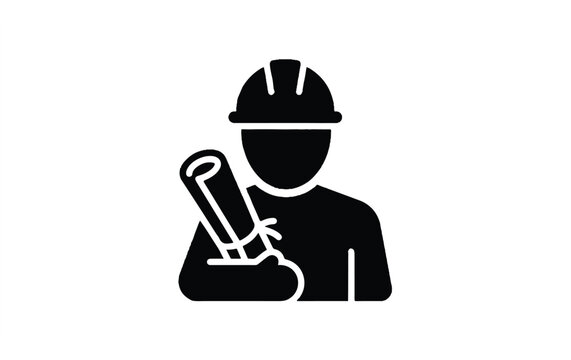 Construction worker with rolled blueprint 2.