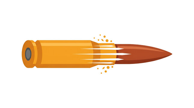 Flying ammunition bullet vector with motion effect illustration