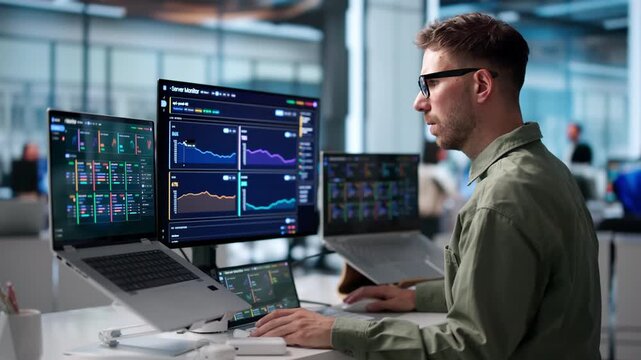 IT Specialist Monitors Real-time Network Performance