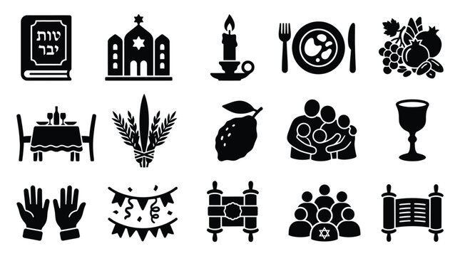 Collection of Jewish cultural and religious symbols, icons, and traditions.