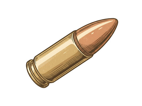 Bullet vector illustration of a brass ammunition cartridge