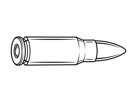 Simple rifle bullet vector line art illustration