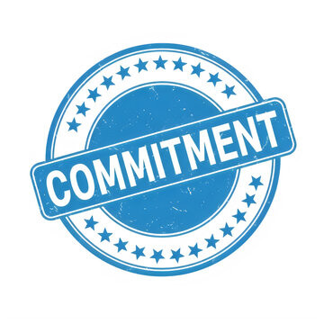 Blue commitment stamp design isolated on a white background isolated on transparent background