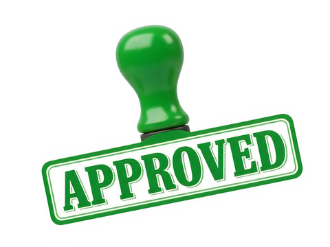 Green rubber stamp with the word approved isolated on a white background isolated on transparent background