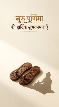 Guru Purnima celebration carved Guru Paduka symbolic shadow spiritual heritage illustration poster design