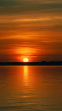Beautiful Golden Sunset over Calm Water Generative AI