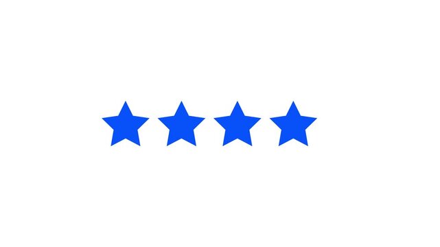Four blue star rating icon template design vector illustration for customer product review feedback, premium quality evaluation ranking emblem, standard service satisfaction level .