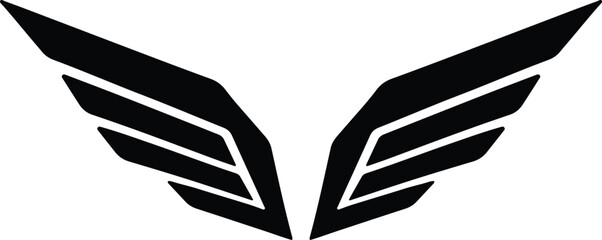 Black Wing Symbol: A striking black symbol featuring two stylized wings, representing freedom, ambition, and forward momentum. © jihad