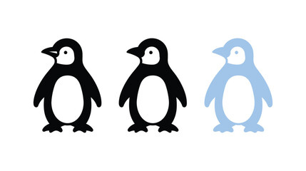 Fototapeta premium Penguin icon set in simple graphic style with three variations