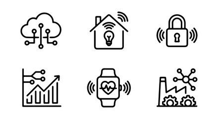 Fototapeta premium Smart Home Technology Icons, Cloud Computing, Security Lock, Wearable Device, Industry 4.0 Icons