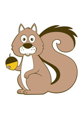 Fototapeta premium Cute squirrel cartoon mascot holding an acorn