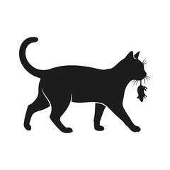Black cat silhouette, feline icon, animal vector, pet graphic isolated on White Background Vector Silhouette © Ranju