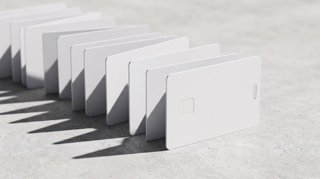Rang&eacute;e de cartes d&rsquo;acc&egrave;s blanches avec puce &eacute;lectronique