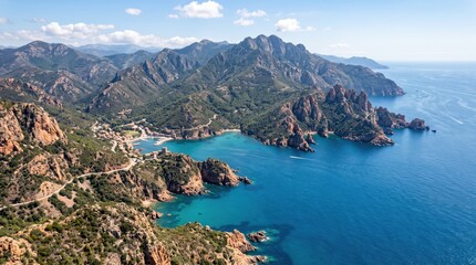 Obraz premium France Gulf of Porto Corsica Scenic Aerial View