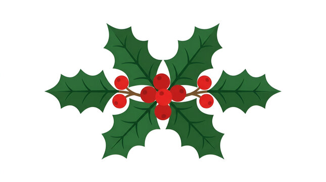 Christmas holly leaves vector with red berries illustration