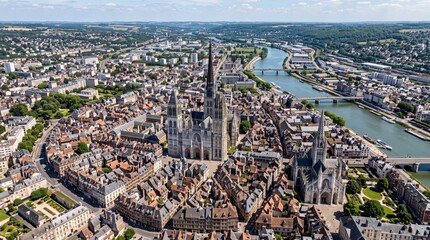 Obraz premium France Rouen Wide Landscape Panorama