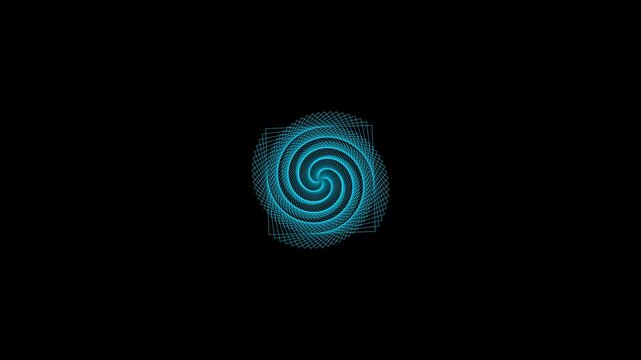 Small bright blue square shape centered on a deep black background for minimalist design projects and digital art