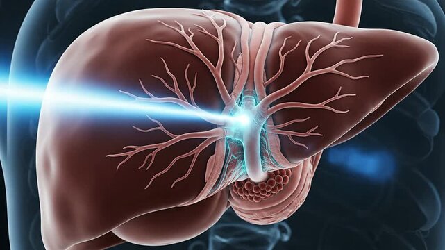 3D Digital Medical Illustration of Human Lungs with Intricate Vascular Structures and Laser Treatment Effect for Advanced Healthcare and Biotechnology Concepts