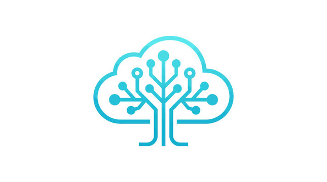 Cloud computing network tree concept icon.