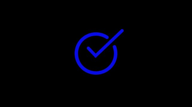 Bright blue circular loading icon animation on a dark black background representing digital progress wait and internet connection status for web design and user interface elements