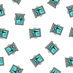 Obraz premium view from window on paris vector seamless pattern view from window on paris sign illustration