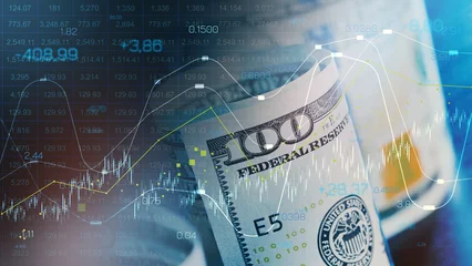 Market trends show changes in money value and chart patterns during economic downturns © fotofabrika