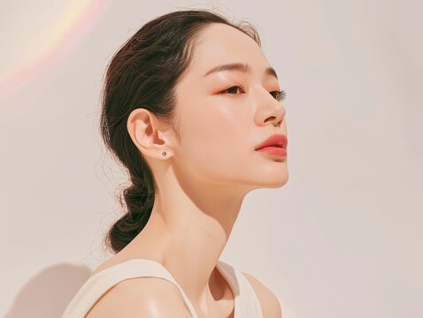美容, 女性, スキンケア, 化粧品, ビューティー, 若い女性, 美肌, 日本人, アジア人, フェイシャル, メイク, 美容液, 保湿, クリーム, エイジングケア, 美容医療, エステ, 美容クリニック, 肌ケア, ナチュラルメイク, 透明感, ツヤ肌, モデル, 笑顔, ポートレート, クローズアップ, リラックス, 癒し, 健康的, 美白, コラーゲン, ヒアルロン酸, アンチエイジング