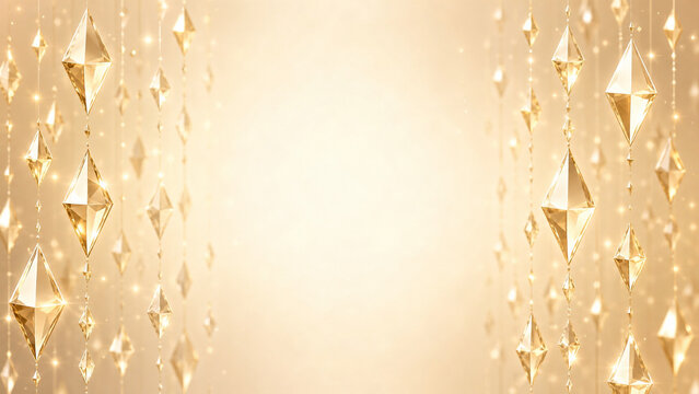 Luxury Gold Background Frame with Sparkling Golden Diamonds